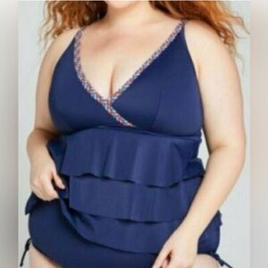 Cacique Tiered Front No Wire Tankini Top